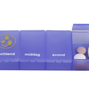 Able2 Pillendoos 1 dag - 4 vaks transparant blauw NL