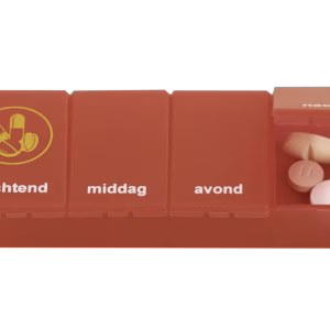 Able2 Pillendoos 1 dag - 4 vaks transparant rood NL