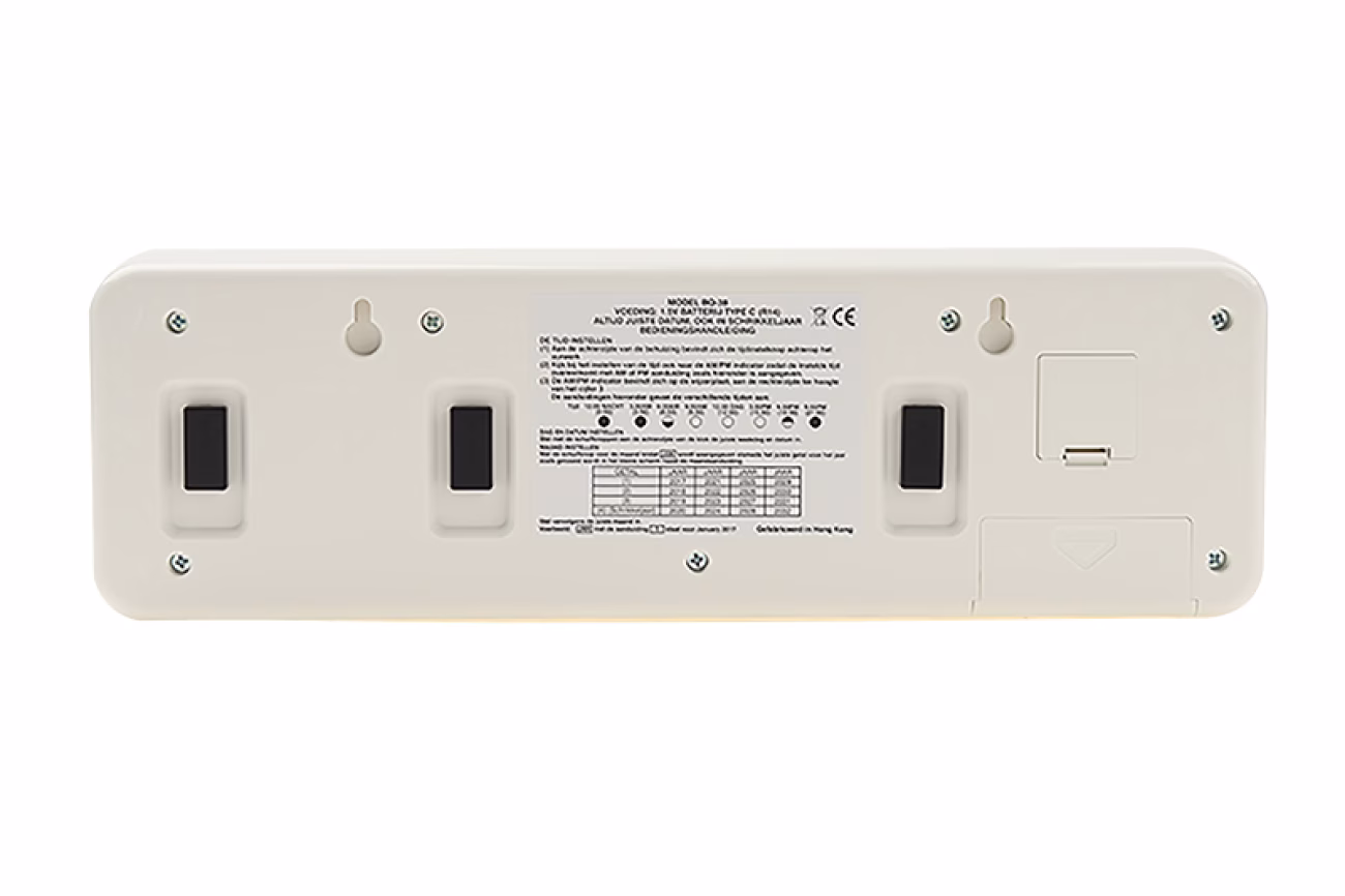 Kalenderklok analoog BQ-38 - wit NL - Afbeelding 3