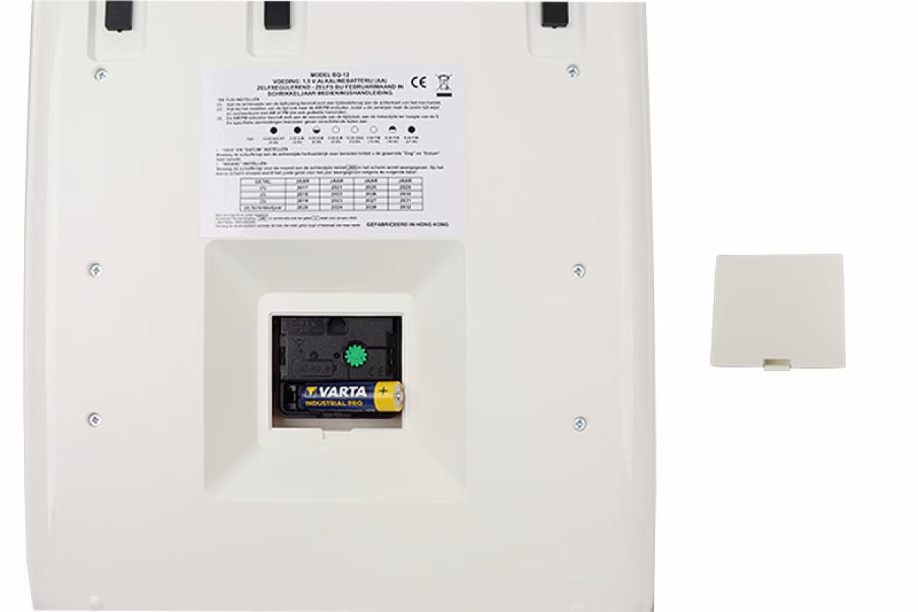 Kalenderklok groot analoog BQ-12A - wit NL - Afbeelding 3