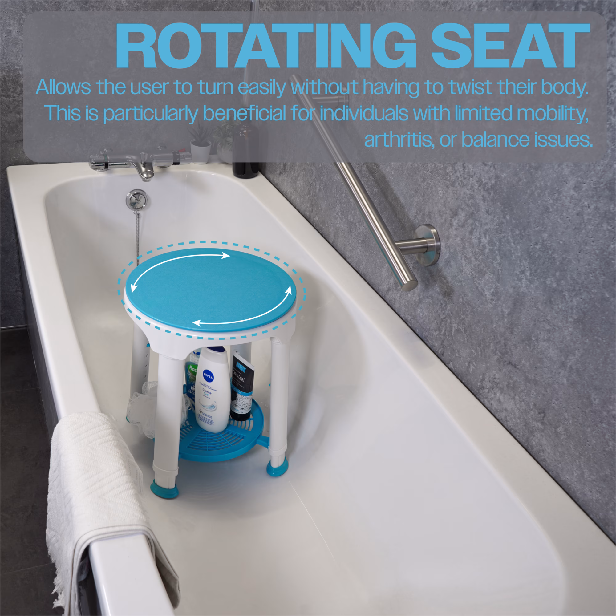 Aidapt Douchekruk met swivel seat en shelf - Afbeelding 2
