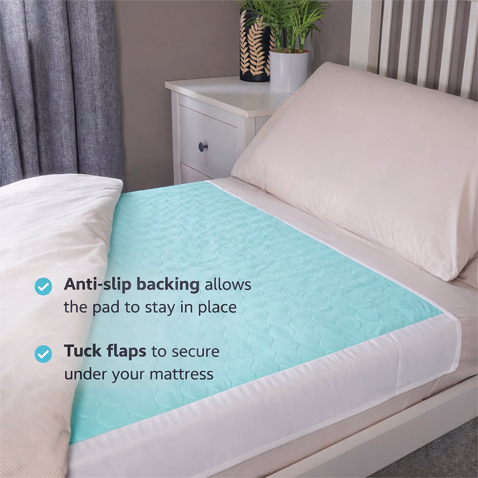 Aidapt Washable bed pads pk of 2 w/flaps - Afbeelding 5